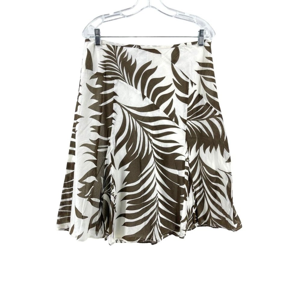 Ann Taylor Loft Women's Tropical 100% Cotton Floral Leaf Print Skirt Size 8